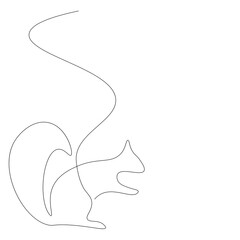 Squirrel silhouette animal line drawing, vector illustration