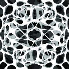 Illustration of a amorphous cells structure black and white layered artwork. Abstract white honeycomb grid structure. Vector illustration, eps 10