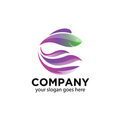 modern Siamese fighting fish logo