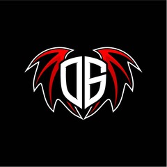 letter O G initial vector logo template with a minimalist dragon wing style