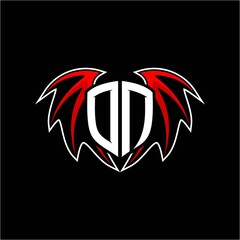 letter O N initial vector logo template with a minimalist dragon wing style