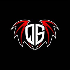 letter Q G initial vector logo template with a minimalist dragon wing style