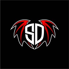 letter S O initial vector logo template with a minimalist dragon wing style
