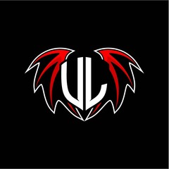 letter U L initial vector logo template with a minimalist dragon wing style