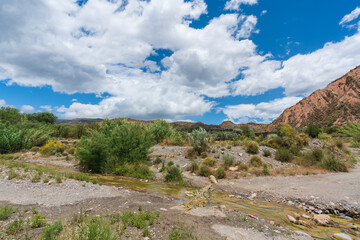 river crossing mountainous area with vegetation and trees