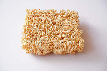 close up Instant noodles on white background