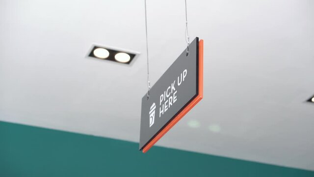 Sign pick up here in coffee shop