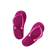 Women's Burgundy flip-flops. Shoes for the beach. Vector image in cartoon style, isolated on a white background.