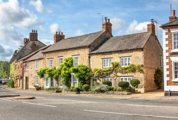 Fototapeta na wymiar Row of Houses in the market town of Olney in Bedfordshire
