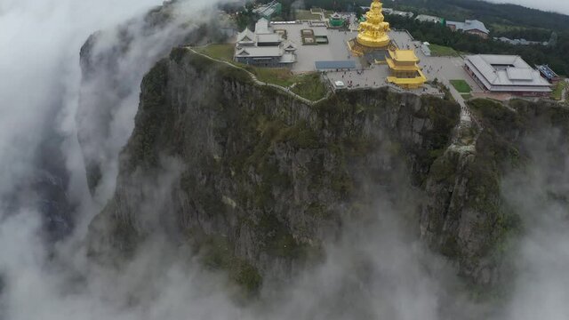 drone view of emei mountain jinding scenic