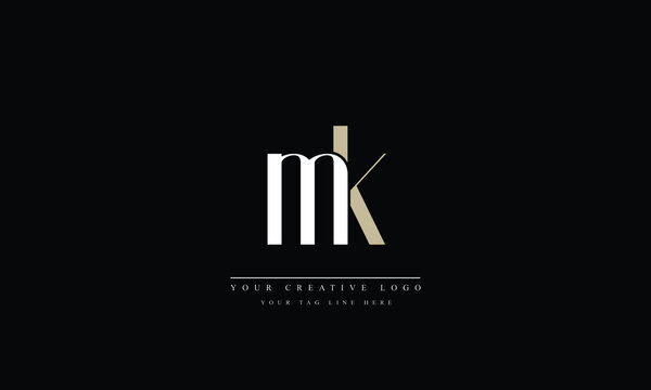 mk ,km ,m ,k Letter Logo Design with Creative Modern Trendy Typography