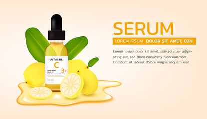 Vitamin c serum with fresh lemons