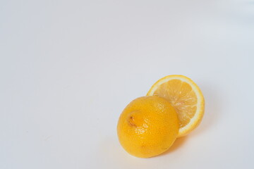 Lemon. Cut in half. Close-up, white background. High quality