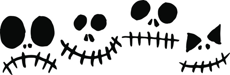 Monster masks with black empty eyes.