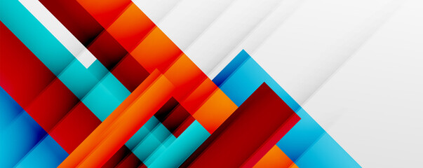 Geometric abstract backgrounds with shadow lines, modern forms, rectangles, squares and fluid gradients. Bright colorful stripes cool backdrops
