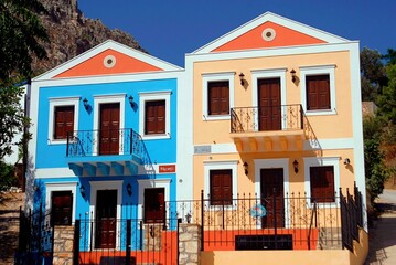 View of houses in the main town of Kastellorizo, one of Dodecanese islands in southeastern Greece, July 20 2009.