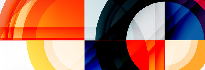 Round shapes, triangles and circles. Modern abstract background