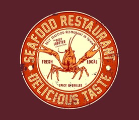 Seafood Restaurant Retro sign graphic
