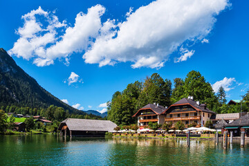 Fototapeta na wymiar Blick auf den Königssee im Berchtesgadener Land