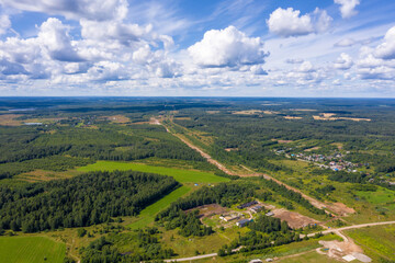 A view from a height on the village of Bunkovo, Ivanovo district, Ivanovo region, Russia.