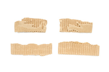 Recycled paper craft stick on a white background. Brown paper torn or ripped pieces of paper isolated on white background.