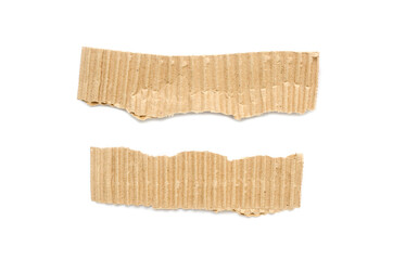 Recycled paper craft stick on a white background. Brown paper torn or ripped pieces of paper isolated on white background.