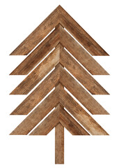 Christmas tree made of wooden for decorating the christmas season. Object with clipping path