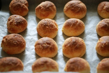 fresh bread on the gratin dish