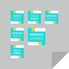 Set of rectangular discount labels. Timeless easy-to-read design.