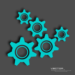Rotating gears .Cogwheel on black background.Machine technology.Vector illustration.