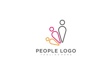 Abstract People Logo. Colorful Human Icon Family Symbol Linear Style isolated on White Background. Flat Vector Logo Design Template Element