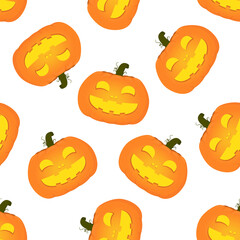 Halloween pattern or pumpkin isolated on white background. Greeting card or wrapping paper. Halloween background