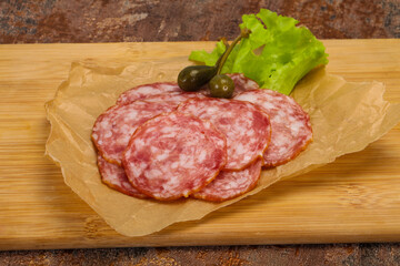 Spanish Salchichon sausage with salad