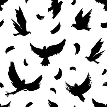 Vector seamless pattern of flying birds