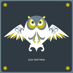 Ornamental owl. Decorative illustration
