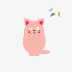 Cute cat. Simple modern geometric flat style vector illustration.