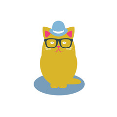 Cute cat. Simple modern geometric flat style vector illustration.