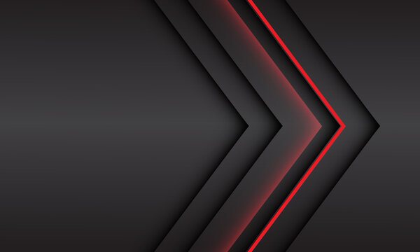 Abstract red light arrow direction on grey metallic shadow with blank space design modern futuristic background vector illustration.