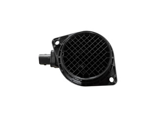 Car mass air flow sensor isolated on a white background. New spare parts.