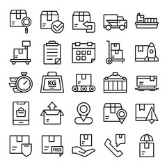 Set of Shipping icons with line art style.