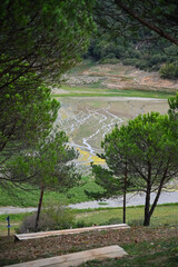 Water drains near lake Kemerburgaz Kent Orman, Turkey. Photo is taken from a hill in a park.