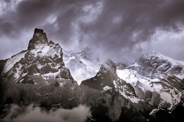 Black White Paine Horns Torres del Paine National Park Chile