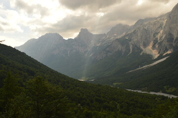 Fototapeta premium Stunning mountain landscape in the Valbona Valley in Albania