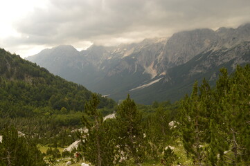 Fototapeta na wymiar Stunning mountain landscape in the Valbona Valley in Albania