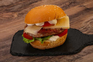 Delicous burger with tuna fish