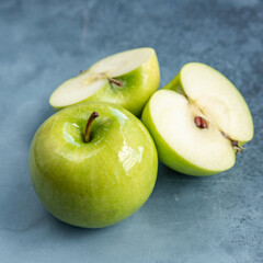 Green ripe sweet juicy apple