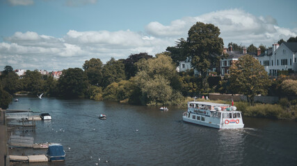Naklejka premium boat on the river