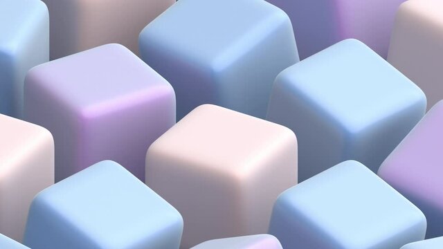 Abstract 3d render, geometric background with pastel colored cubes, motion design, 4k seamless looped video