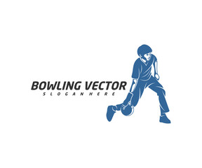 Player Bowling logo template design vector, Illustration, Creative symbol, Icon