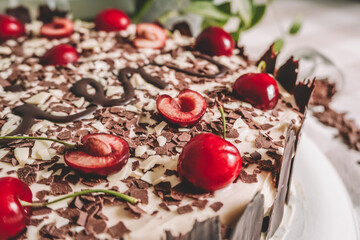 chocolate cake with cherries